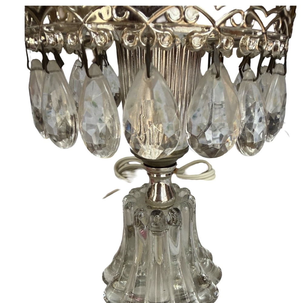 Vintage Michelotti Crystal Cranberry Pink Boudoir Lamp 9.5" - Picture 8 of 8